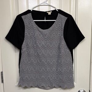 J. Crew Elegant Black and Gray Lace Women's Top